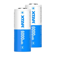 XTAR 2 stuks XTAR 26650 oplaadbare lithium batterijen (3.6 V, 6000 mAh, 10A)  AXT00089