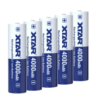 XTAR 5 stuks XTAR 18650 oplaadbare lithium batterijen (3.6 V, 4000 mAh, 10A)  AXT00078