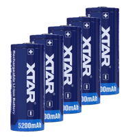 XTAR 5 stuks XTAR 26650 oplaadbare lithium batterijen (3.6 V, 5200 mAh, 10A)  AXT00057