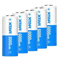 XTAR 5 stuks XTAR 26650 oplaadbare lithium batterijen (3.6 V, 6000 mAh, 10A)  AXT00090