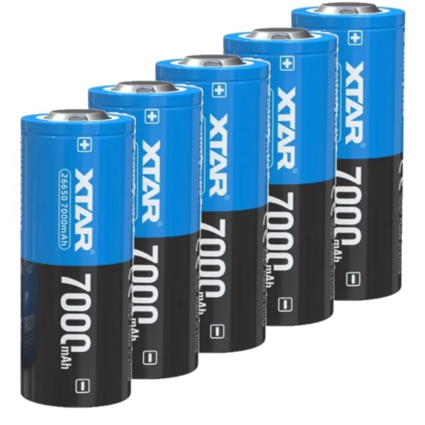 5 stuks XTAR 26650 oplaadbare lithium batterijen (3.6 V, 7000 mAh, 10A) AXT00150 - 1
