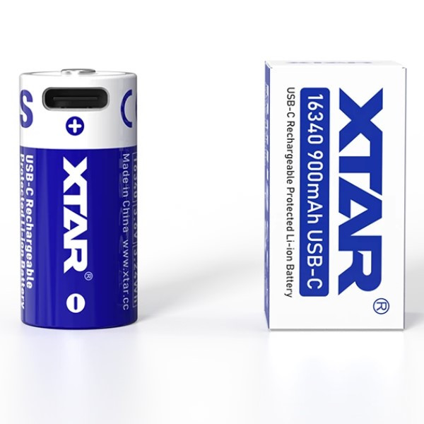 5 stuks XTAR RCR123A / 16340 USB-C oplaadbare lithium batterijen (3.6 V, Li-ion, 900 mAh, 2.7A) AXT00146 - 2