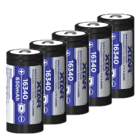 5 stuks XTAR RCR123A / 16340 oplaadbare lithium batterijen (3.7 V, Li-ion, 650 mAh, 1.95A) AXT00051