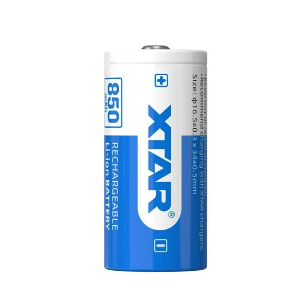XTAR RCR123A / 16340 oplaadbare lithium batterij (3.6 V, Li-ion, 850 mAh, 2.5A) AXT00080 - 1