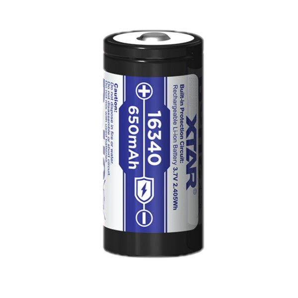 XTAR RCR123A / 16340 oplaadbare lithium batterij (3.7 V, Li-ion, 650 mAh, 1.95A)  AXT00052 - 1