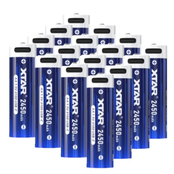 XTAR USB-C Oplaadbare AA 1,5V Li-ion Batterijen (16 stuks, 2450 mAh, 4100 mWh) AXT00174 - 1