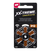 XX-TREME Longlife Extra 312 / PR41 / Bruin gehoorapparaat batterij 6 stuks A1200018
