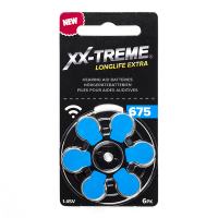 XX-TREME Longlife Extra 675 / PR44 / Blauw gehoorapparaat batterij 6 stuks A1200013