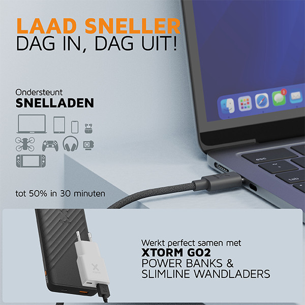 Xtorm Go2 USB-C naar USB-C kabel 1 meter (100W, zwart) AXT00105 - 9