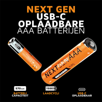 Xtorm NextGen USB-C Oplaadbare AAA 1,5V Li-ion Batterijen (4 stuks, 570 mAh) AXT00126