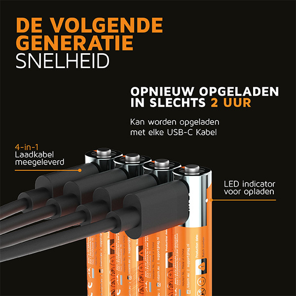 Xtorm NextGen USB-C Oplaadbare AAA 1,5V Li-ion Batterijen (4 stuks, 570 mAh) AXT00126 - 2
