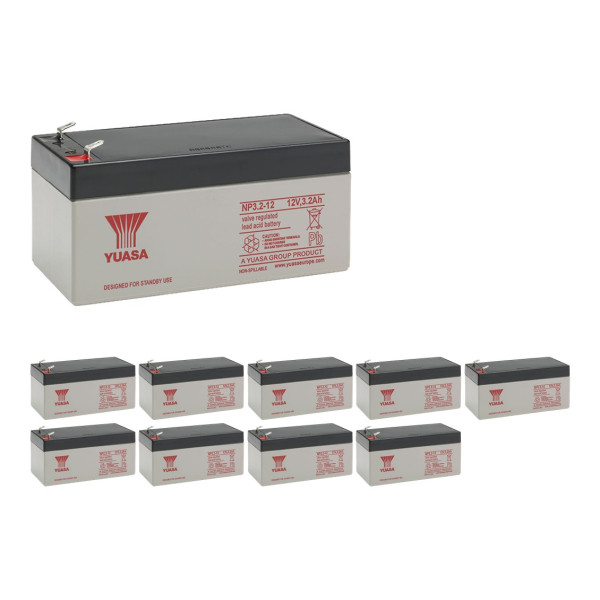 10 Stuks: Yuasa NP3.2-12 VRLA AGM Loodaccu's (12 V 3.2 Ah, F1 terminal) AYU00115 - 1