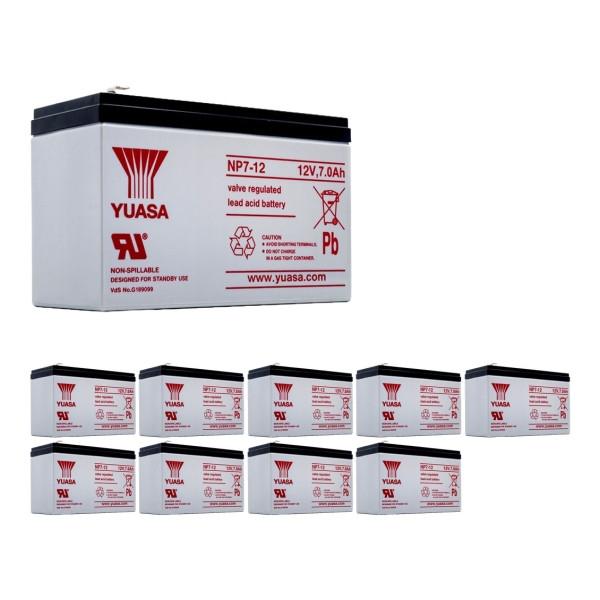 10 Stuks: Yuasa NP7-12 VRLA AGM Loodaccu's (12 V 7 Ah, F1 terminal) AYU00065 - 1