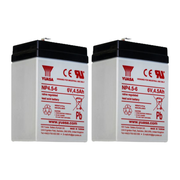 2 Stuks: Yuasa NP4.5-6 VRLA AGM Loodaccu's (6 V 4.5 Ah, F1 terminal) AYU00072 - 1