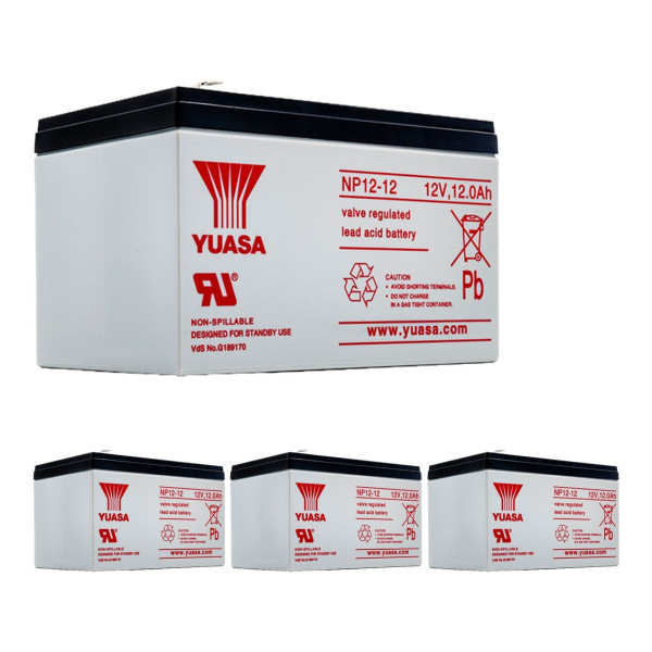 4 Stuks: Yuasa NP12-12 VRLA AGM Loodaccu's (12 V 12 Ah, F2 terminal) AYU00101 - 1