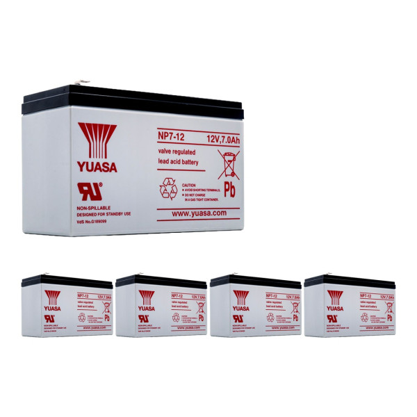 5 Stuks: Yuasa NP7-12 VRLA AGM Loodaccu's (12 V 7 Ah, F1 terminal) AYU00064 - 1