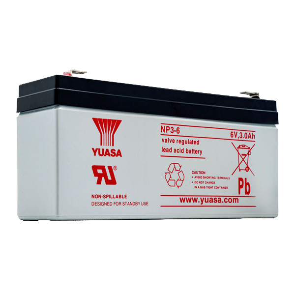 Yuasa NP3-6 VRLA AGM Loodaccu (6 V 3 Ah, F1 terminal) AYU00118 - 1