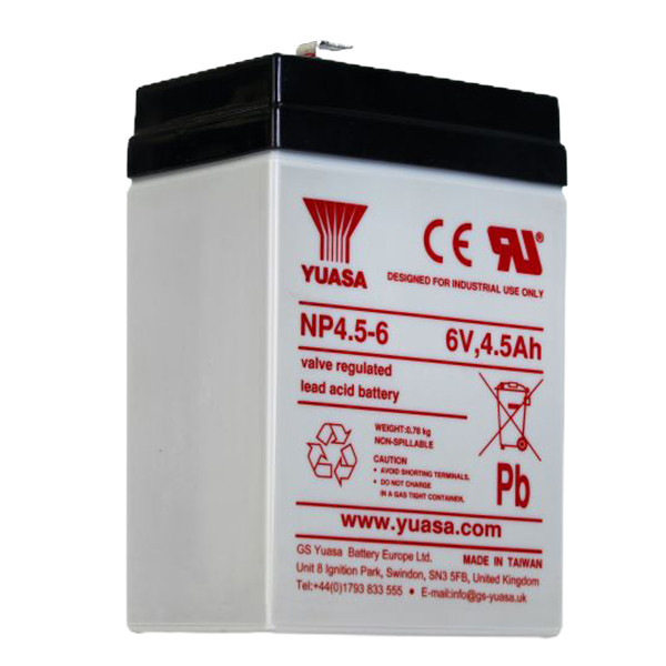 Yuasa NP4.5-6 VRLA AGM Loodaccu (6 V 4.5 Ah, F1 terminal) AYU00071 - 1