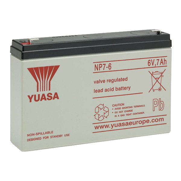 Yuasa NP7-6 VRLA AGM Loodaccu (6 V 7 Ah, F1 terminal) AYU00124 - 1