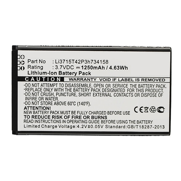 ZTE Li3715T42P3h734158 accu (1250 mAh, 123accu huismerk)  AZT00102 - 1