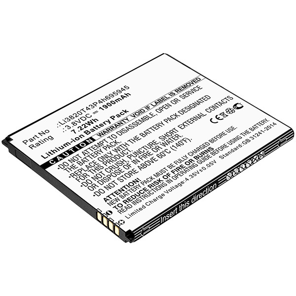 ZTE Li3820T43P4h695945 accu (3.8 V, 1900 mAh, 123accu huismerk)  AZT00208 - 1