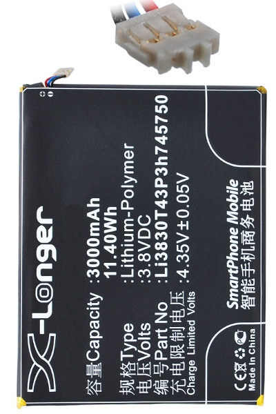 ZTE Li3830T43P3h745750 accu (3000 mAh, 123accu huismerk)  AZT00087 - 1