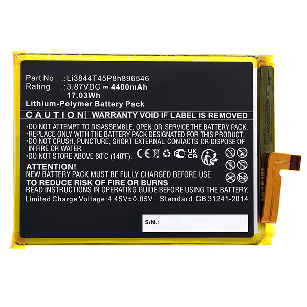 ZTE Li3844T45P8h896546 accu (3.87 V, 4400 mAh, 123accu huismerk)  AZT00230 - 2