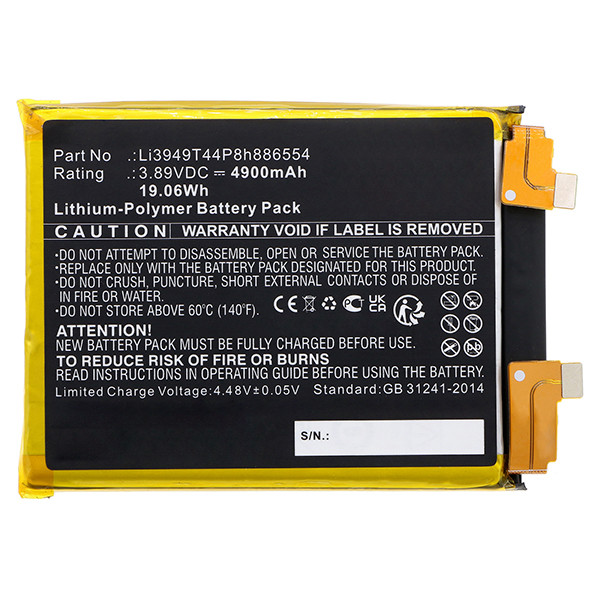 ZTE Li3949T44P8h886554 accu (3.89 V, 4900 mAh, 123accu huismerk)  AZT00227 - 2