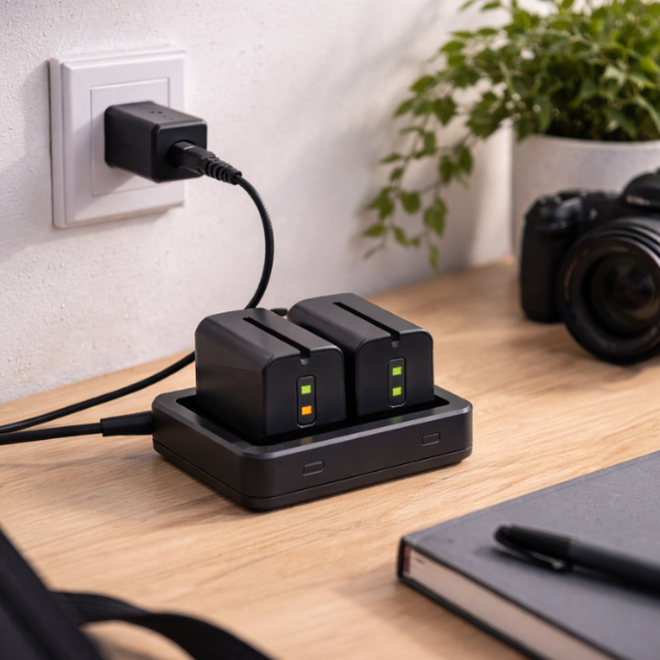 Videocamera accu’s opladen