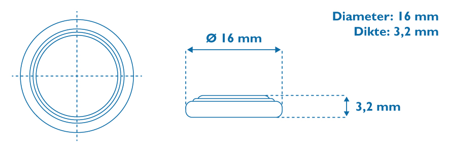 CR2032 afmetingen
