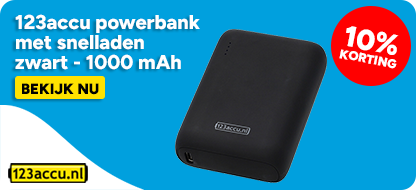 123accu Draadloze Powerbank ultra slim zwart (20W, 5000 mAh) - 10% korting